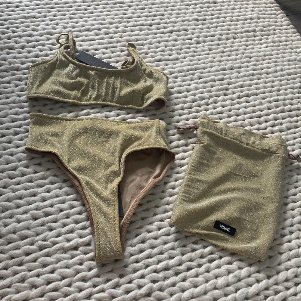 TRIANGL Gold Soarkle High Wasted Bikini